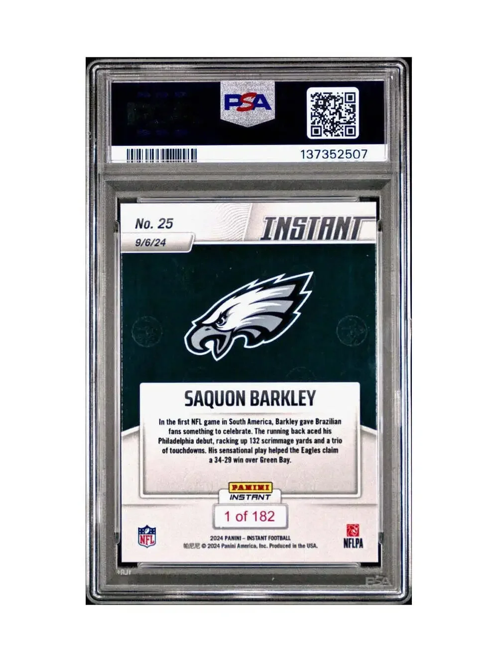 Saquon Barkley Rookie 2024 Panini Instant NFL #25 PSA 10 Gem Mint